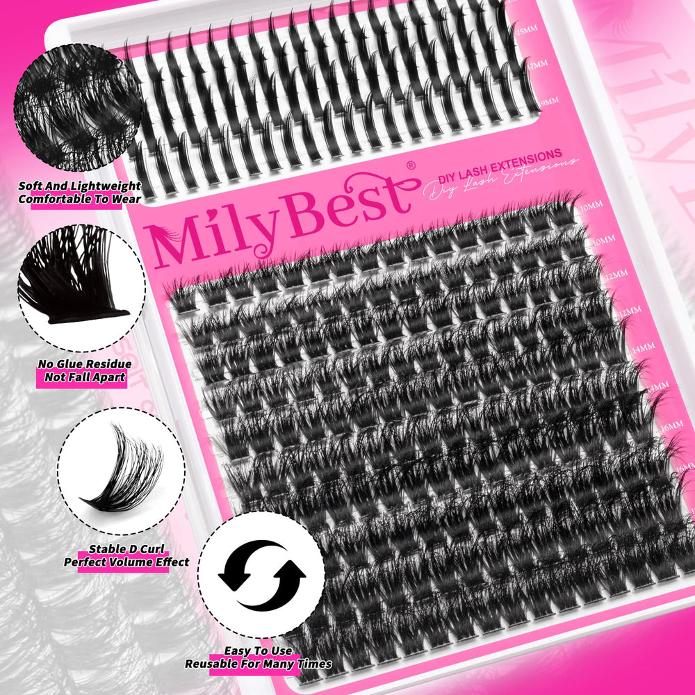 MilyBest Lash Clusters application rapide et facile, idéal pour les routines beauté pressées.