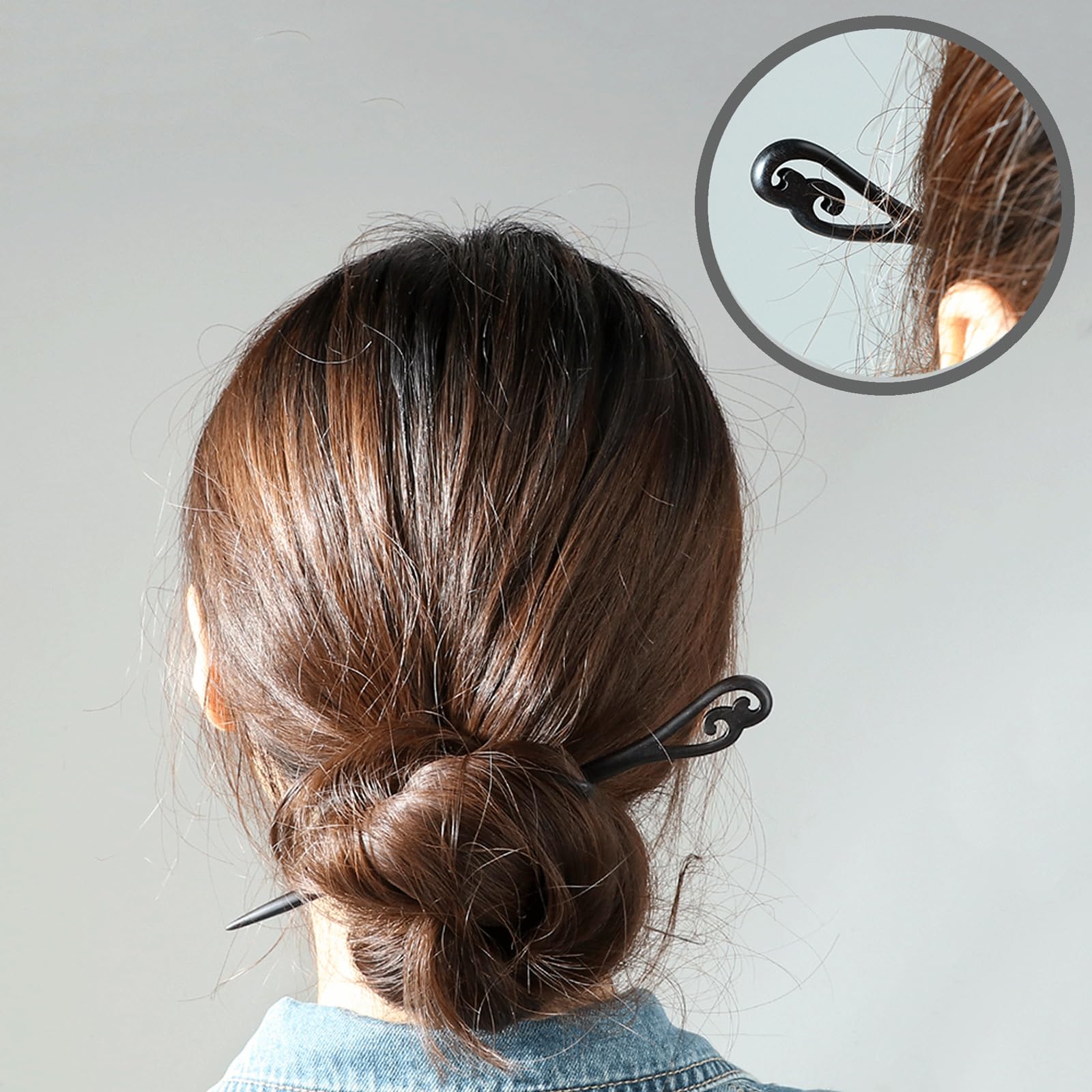 Accessoire quotidien Mimalexin, bâtons en bois noir pour fixer les cheveux.