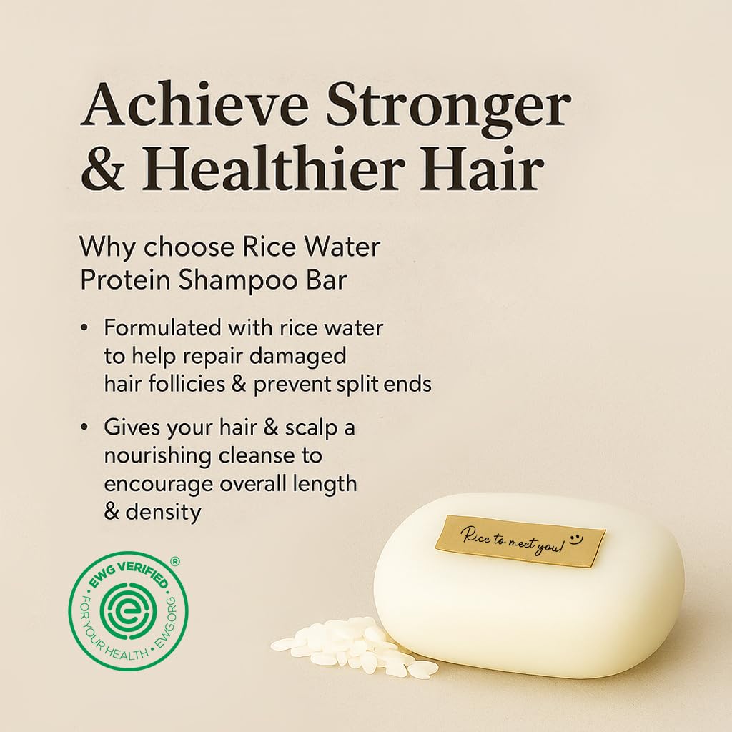 Mimosu shampoing-solide 2-en-1 riz et argan, nettoyage pratique