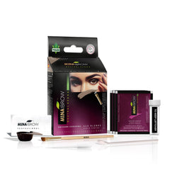 MinaiBrow iBrow Henna Color Kit box and brush for ash blond tint