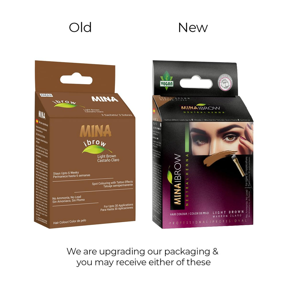 MinaiBrow Tint Kit Brun Clair – pinceau précis pour une application douce.