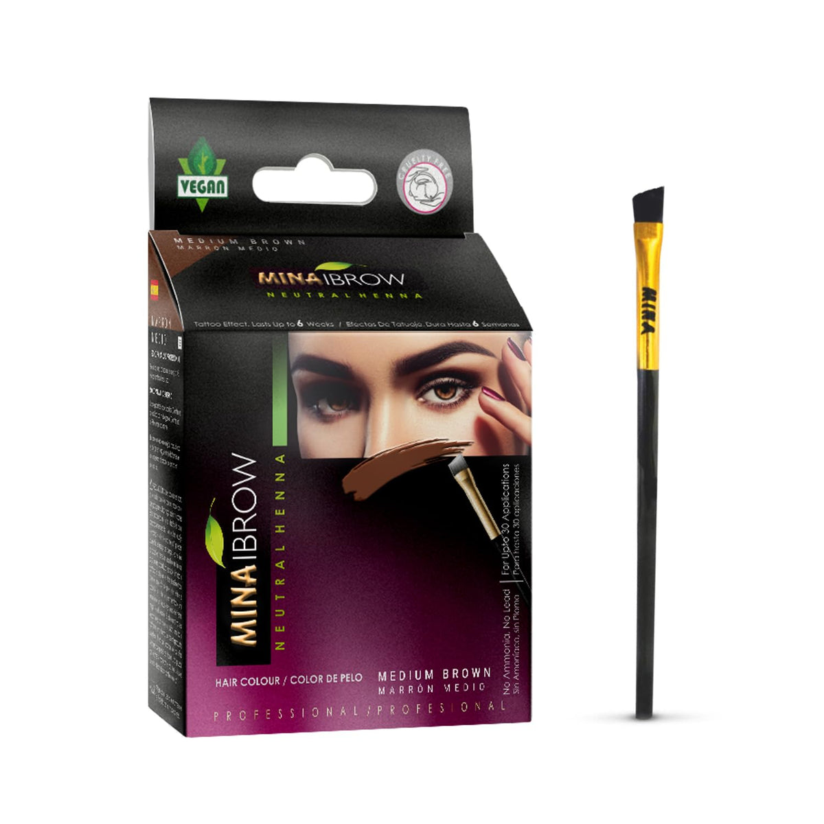 MinaiBrow kit-teinture-cheveux instant brun moyen, couverture grise naturelle et durable.