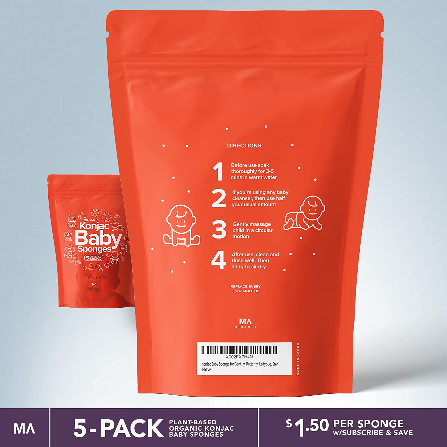 MINAMUL Konjac Ensemble Cinq Pièce — set ludique pour le bain.