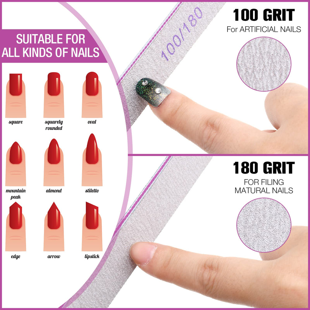 Minatee lime double-face grains 100, grossier pour ongles artificiels
