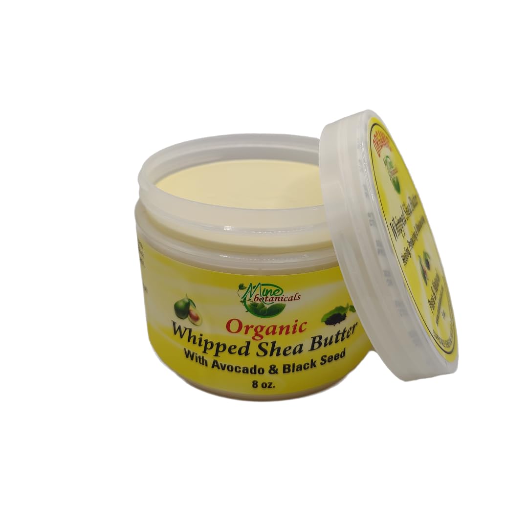 Mine Botanicals Beurre Shea fouetté ingrédients avocat nigelle noire: soin équilibrant pour la peau.