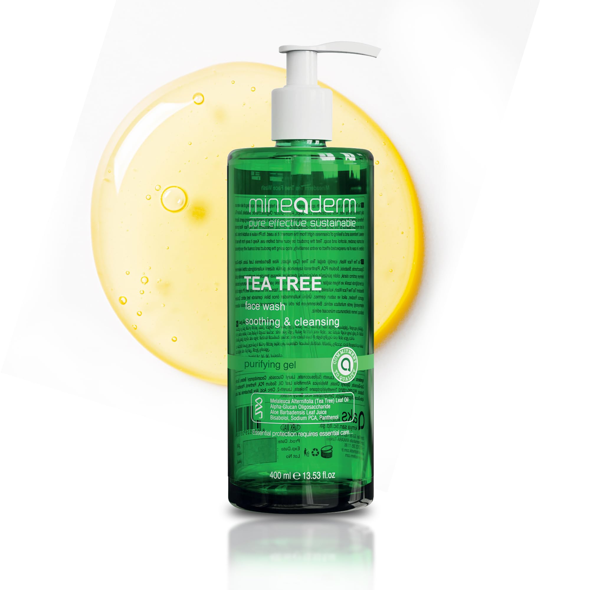 Mineaderm nettoyant visage arbre à thé – bouteille purifiante prête pour l'usage quotidien.