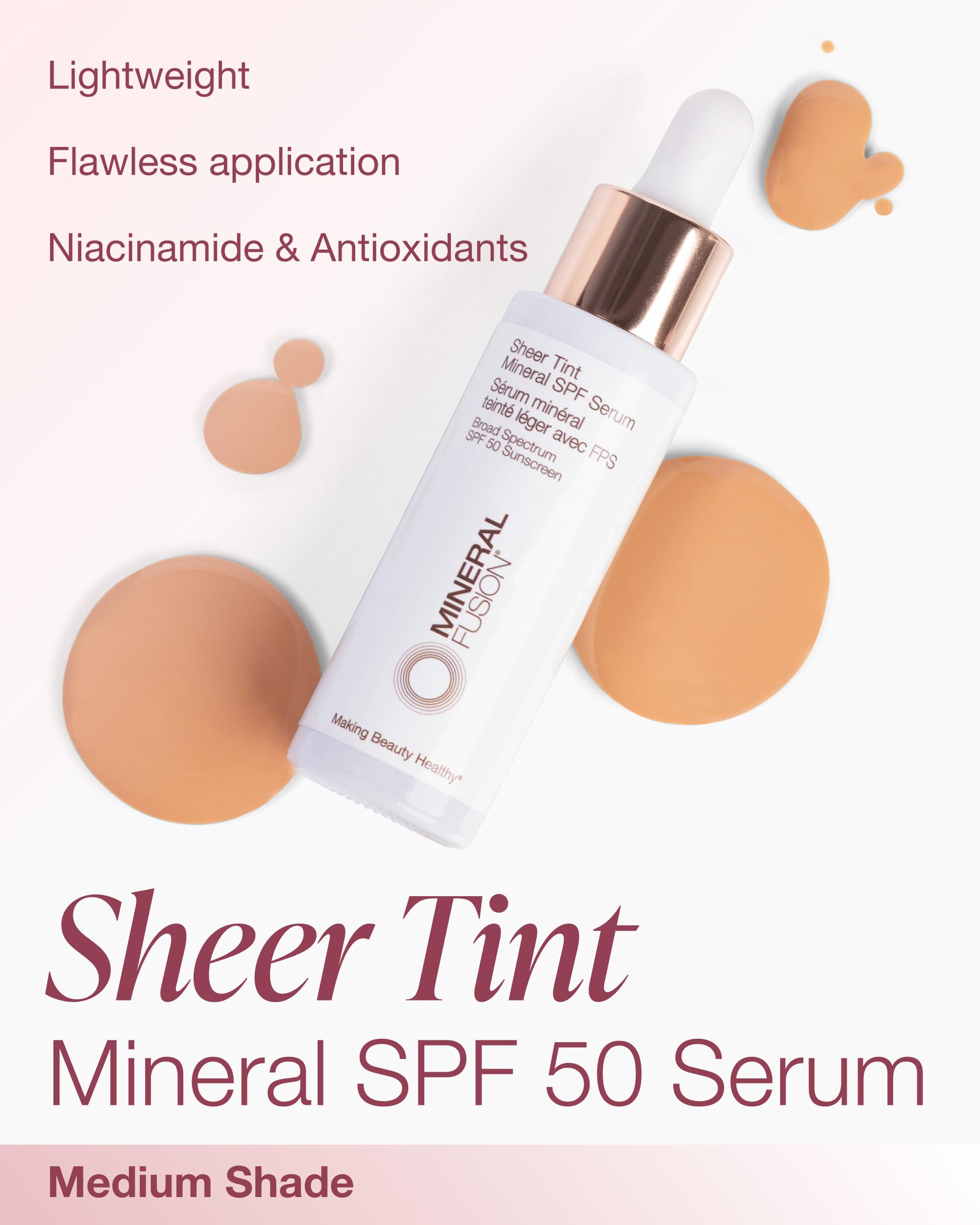Application facile du sérum teinté Mineral Fusion pour un fini lumineux.
