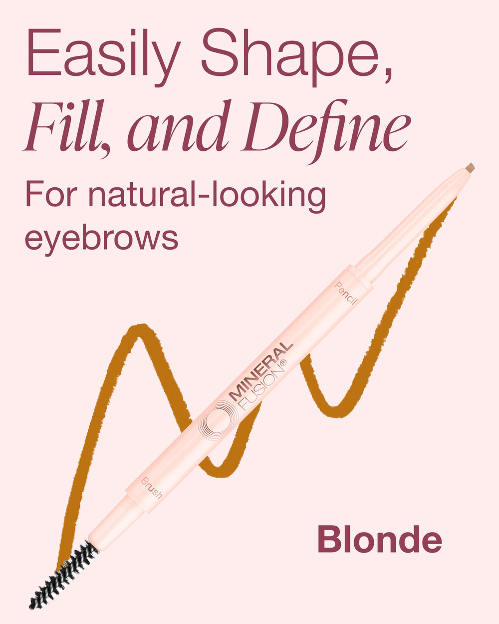 Mineral Fusion Sourcil Rétractable Blonde: texture veloutée facilitant l’application et le mélange.
