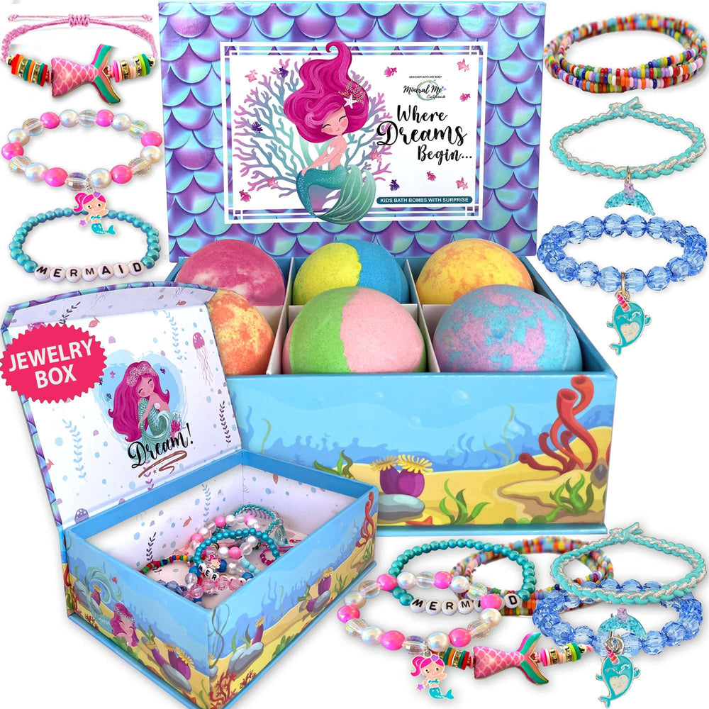 Mineral Me California – boule de bain colorée pour enfants avec bijou surprise.
