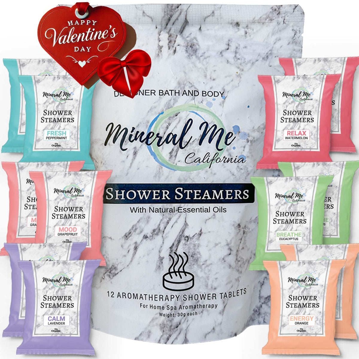 Mineral Me California grapefruit shower steamer, bright citrus scent to energize your morning.