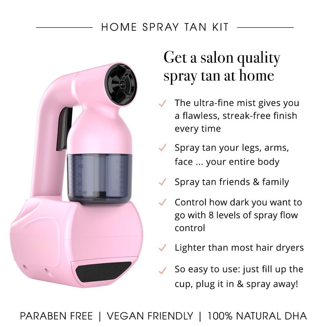 Kit bronzage à domicile MineTan rose, pratique et prêt à l’emploi pour bronzer à la maison.