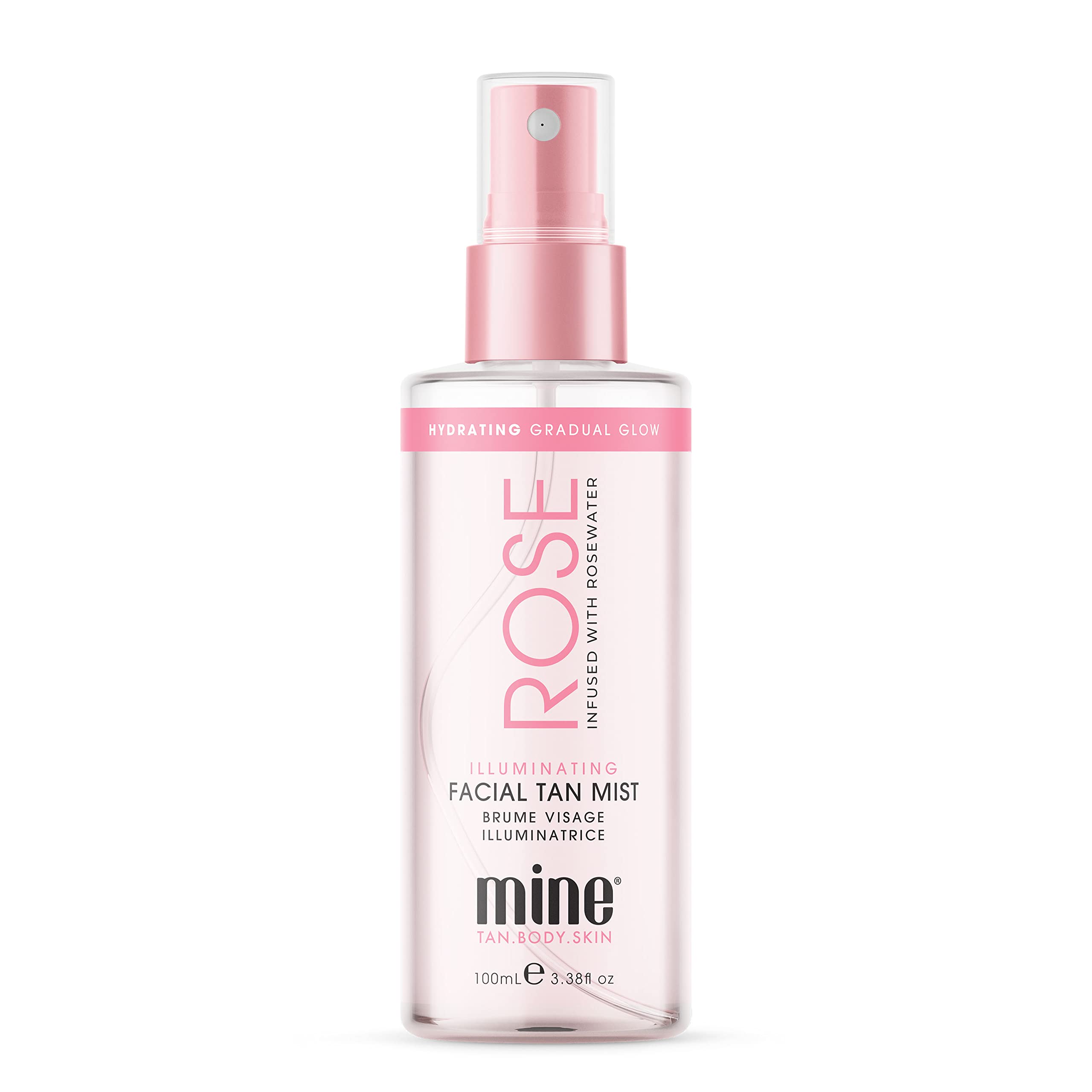 MINETAN Rose Face Tan Mist flacon spray visage hydratant pour teint doré naturel