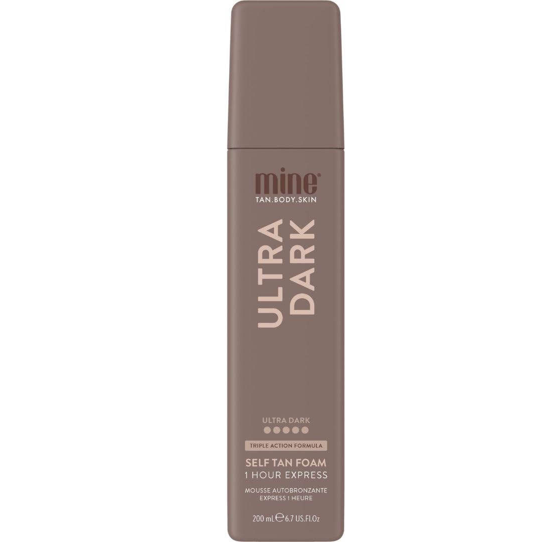 MineTan Ultra Dark: flacon mousse prêt à bronzer profondément.