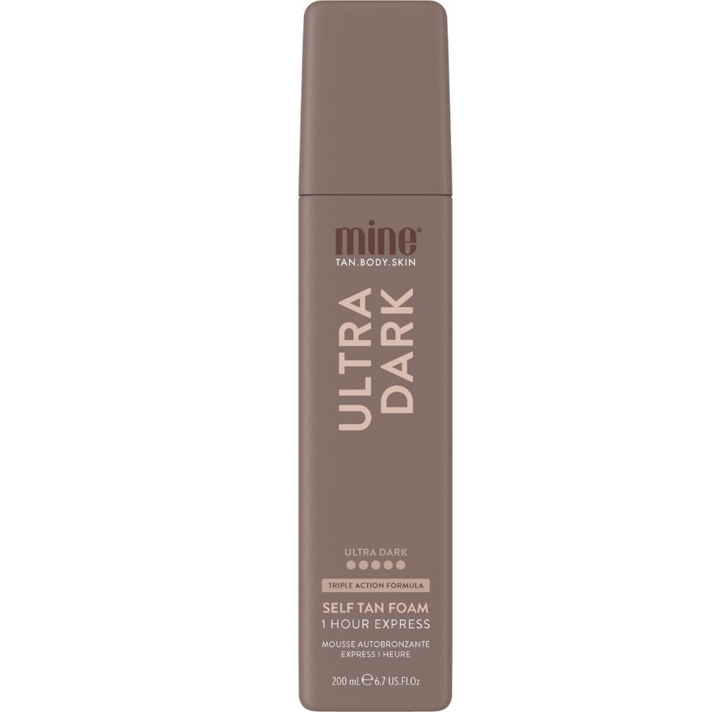 MineTan Ultra Dark: flacon mousse prêt à bronzer profondément.