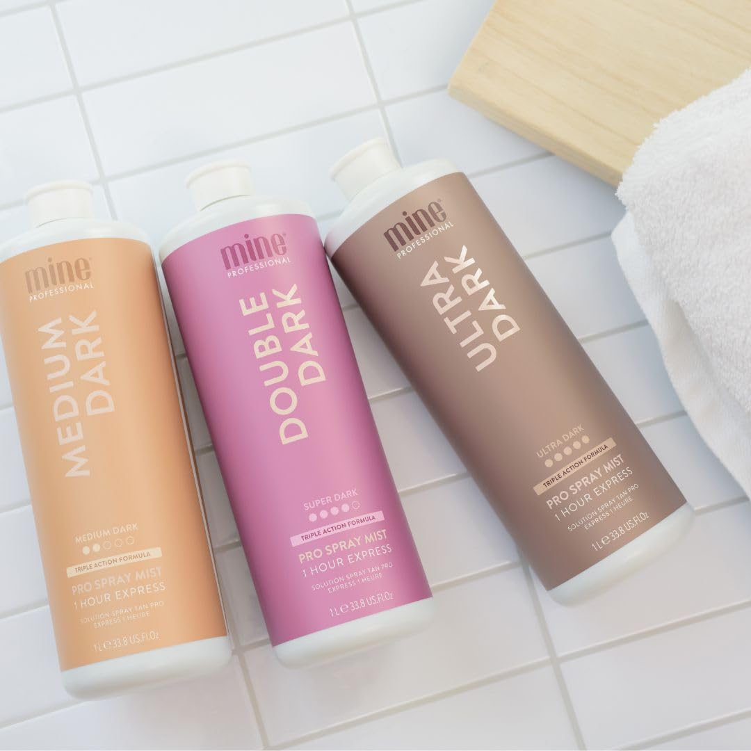 MineTan Body.Skin, utilisation en salon professionnel avec pulvérisateur.