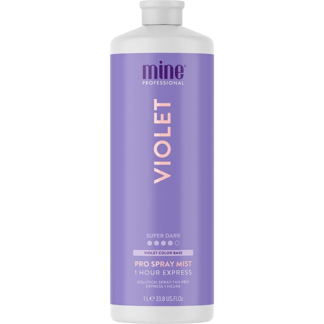 MineTan Violet – bouteille-spray pour un bronzage uniforme et rapide.