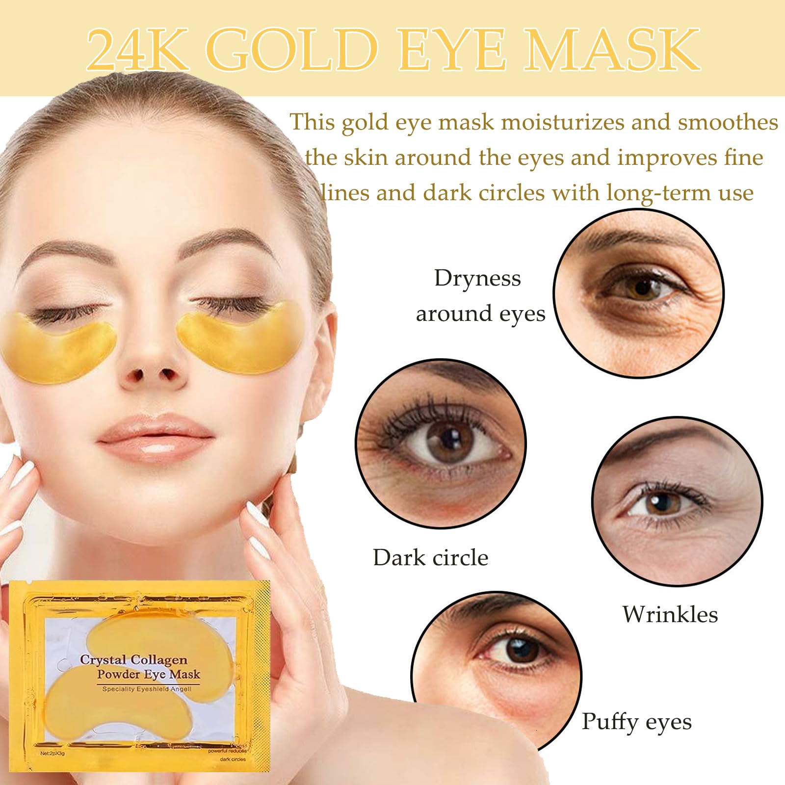 Minfei masque yeux 24K or pour hydrater et lisser le regard.