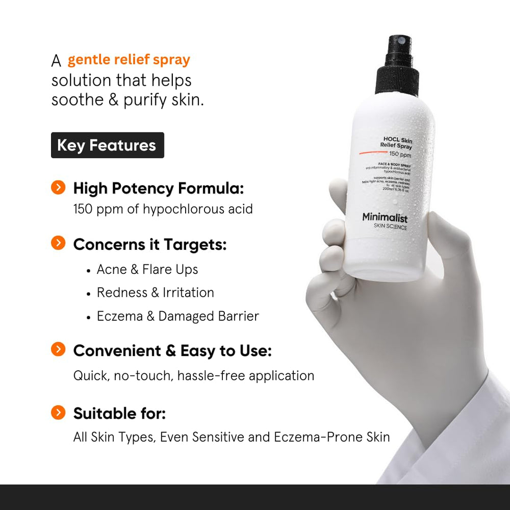 Pulvérisation sur le visage avec Minimalist pour une peau purifiée.