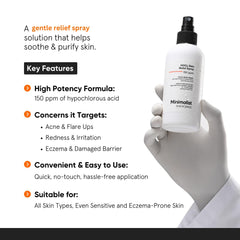 Pulvérisation sur le visage avec Minimalist pour une peau purifiée.