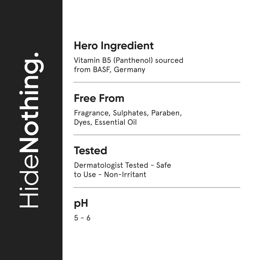 Étiquette épurée sans parfum et sans colorants pour une routine clean.