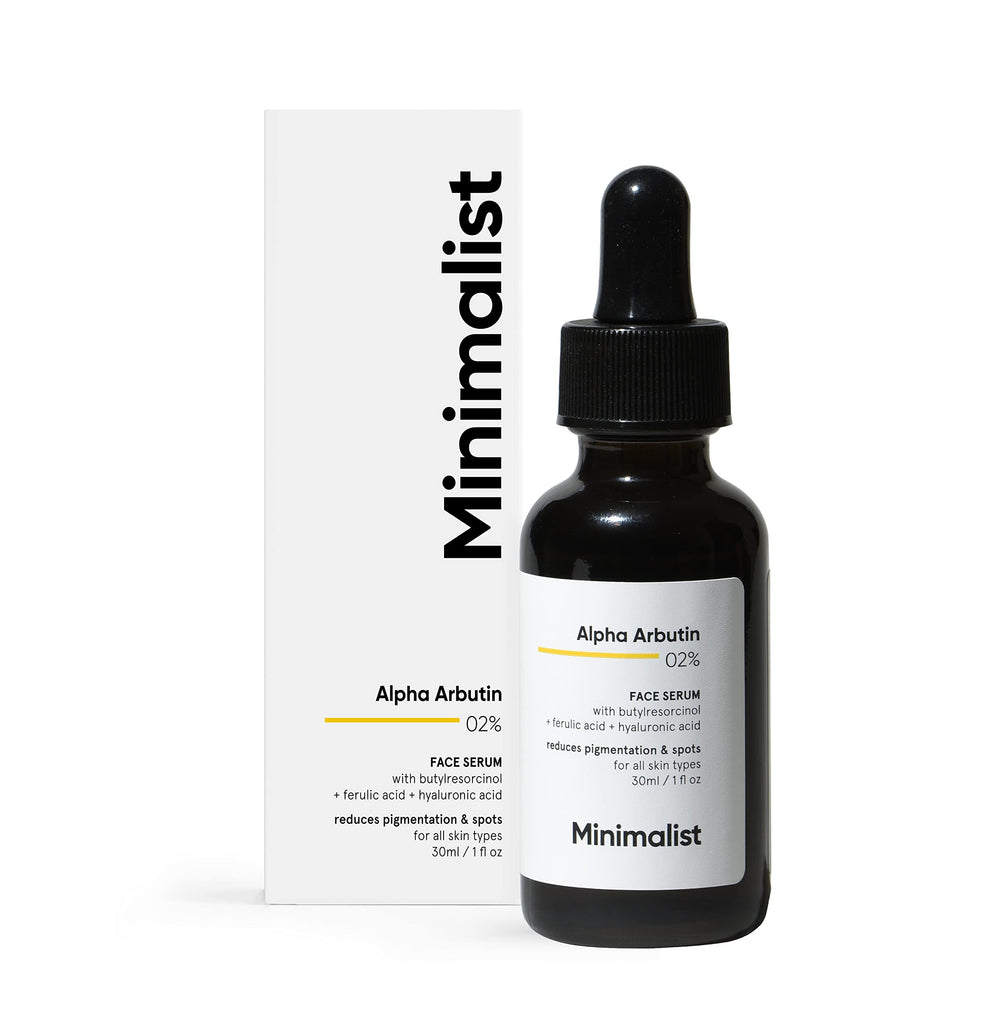Minimalist Sérum, alpha arbutin présent pour viser des taches.