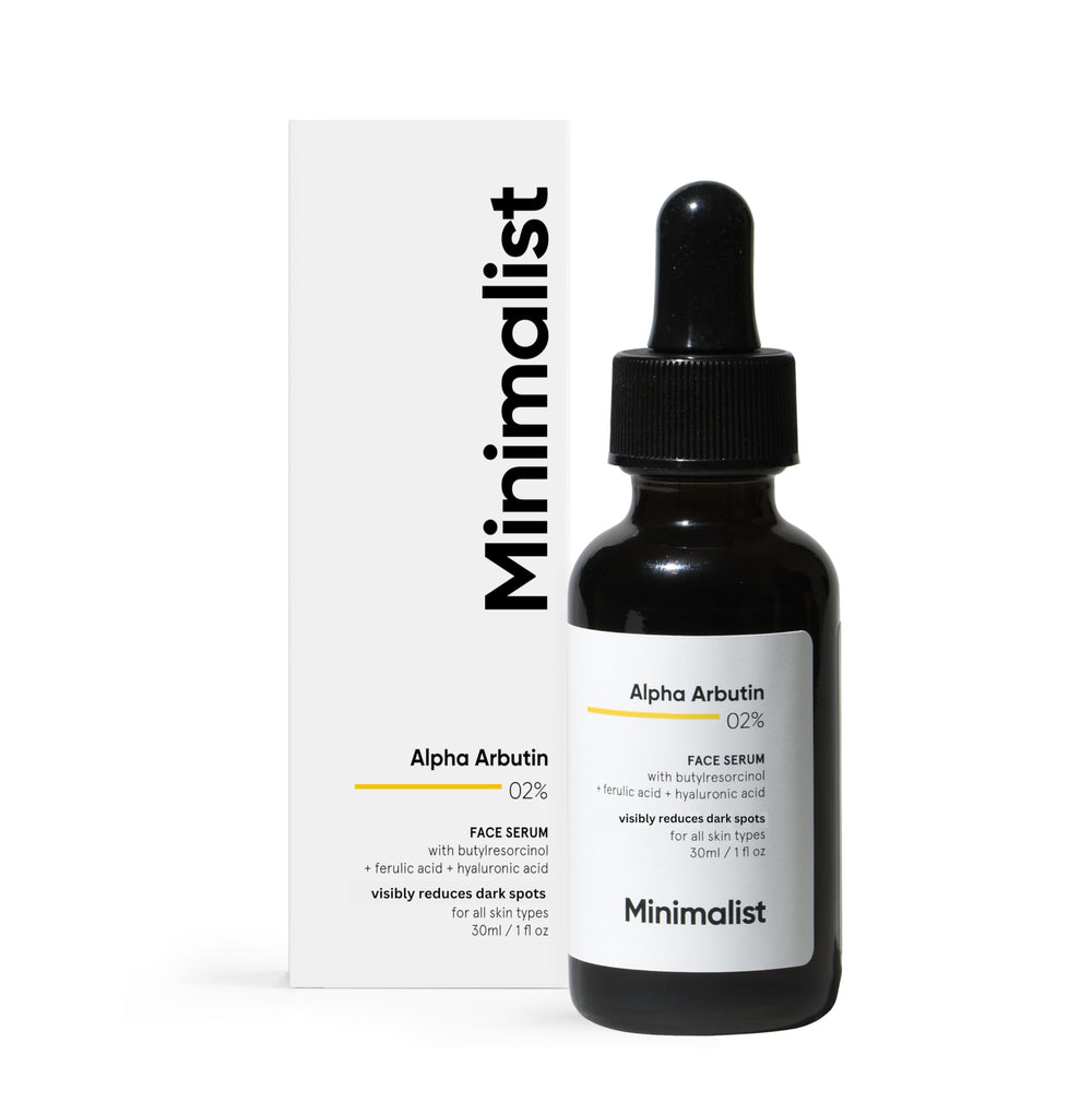 Minimalist Sérum éclaircissant, bouteille, pour un teint plus homogène.
