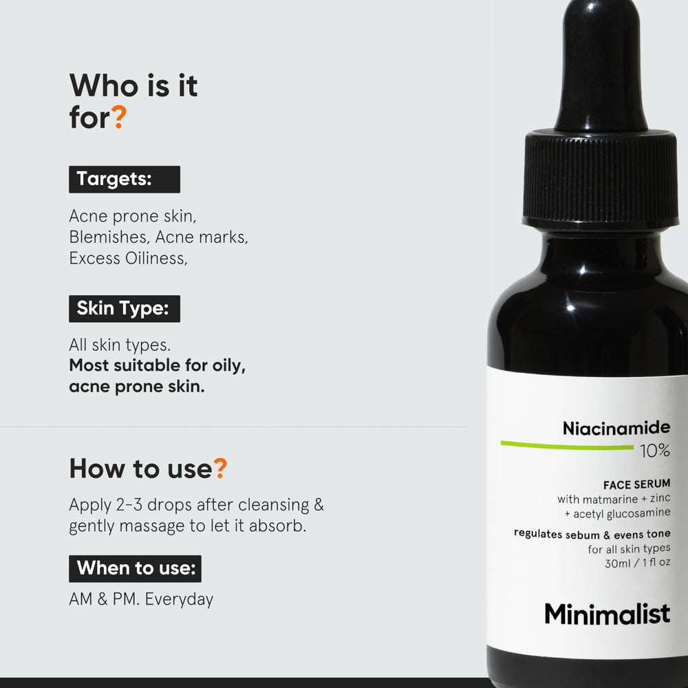 Minimalist Niacinamide 10% application matin — routine simple pour peau grasse.