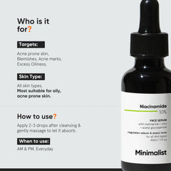 Minimalist Niacinamide 10% application matin — routine simple pour peau grasse.