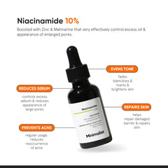 Minimalist Niacinamide 10% gouttes — favorise l'hydratation et le contrôle des brillances.