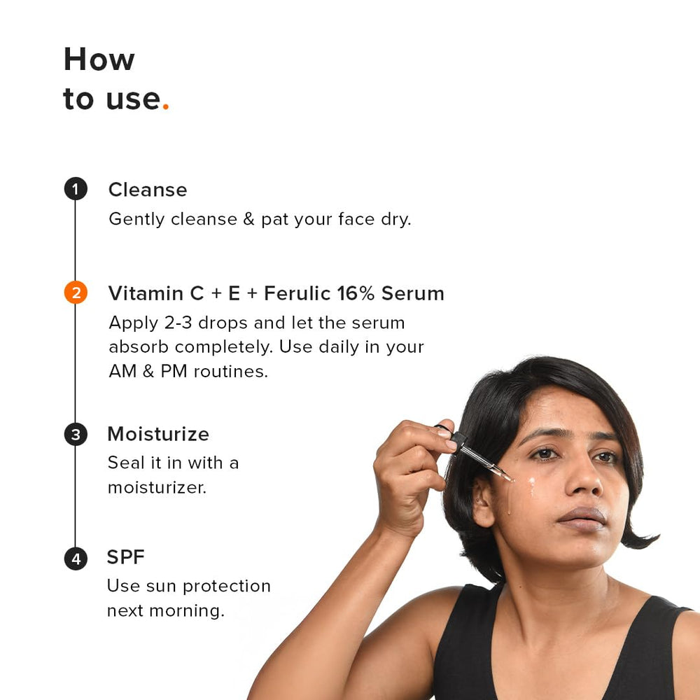 Éclat peau amélioré avec le sérum Minimalist vitamine C-E-ferulique.