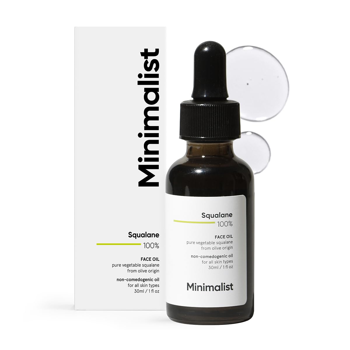 Huile Minimalist Squalane dans flacon-pompe, hydratation rapide et peau douce.