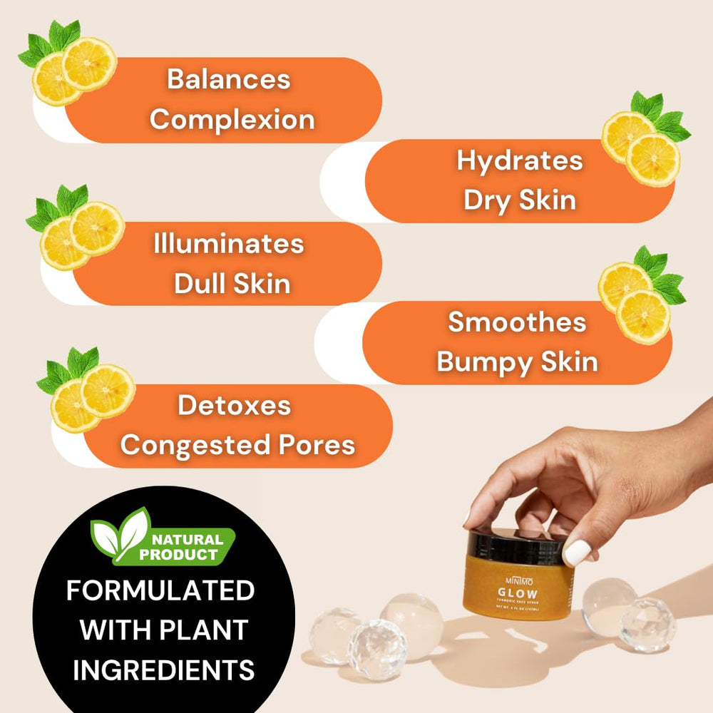 Texture exfoliante légère du gommage Minimo Glow pour peau douce et lumineuse.