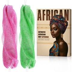 MINISENTIALS éponge-net africaine dos avec noeuds, exfoliante et longue pour atteindre le dos.