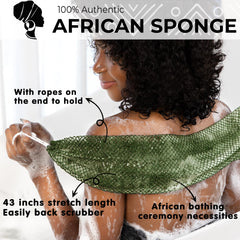 MINISENTIALS éponge-net africaine avec noeuds, pratique pour frotter le dos facilement.