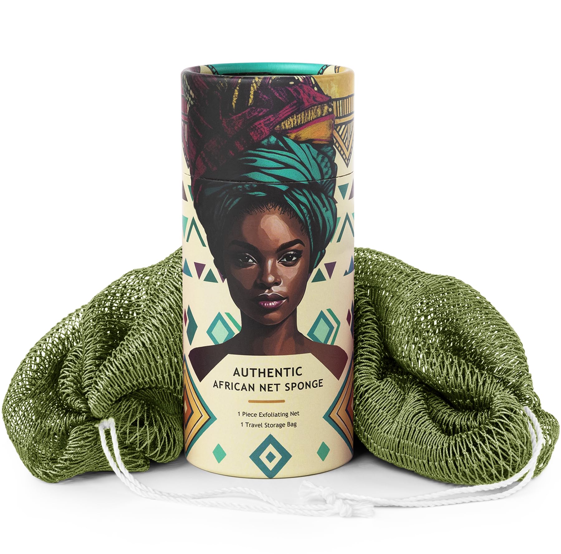 MINISENTIALS éponge-net africaine avec noeuds, longueur idéale pour atteindre le dos.