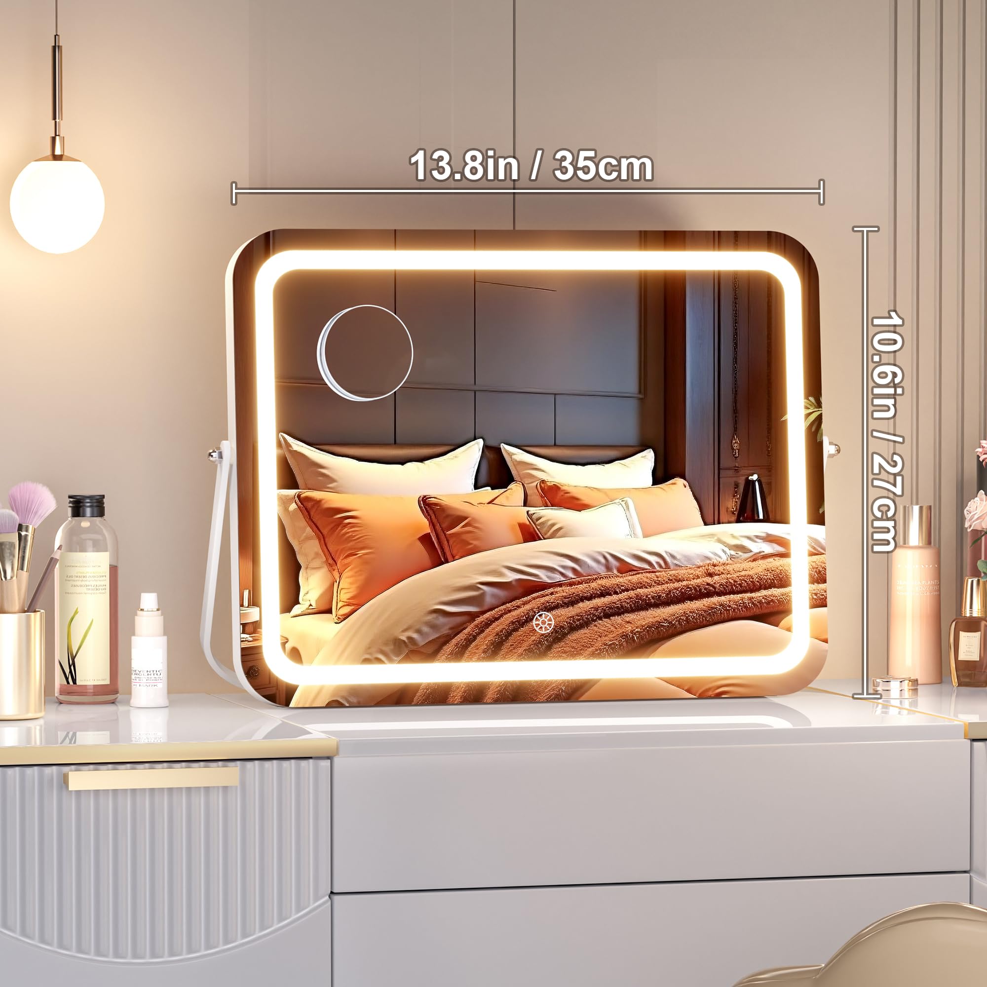 Miroir MINISO au cadre aluminium blanc, design durable et élégant