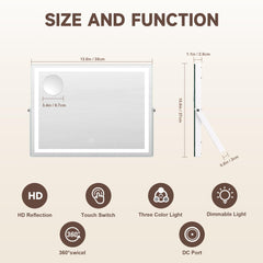 MINISO Miroir avec contrôle tactile pour ajuster la luminosité et la couleur.