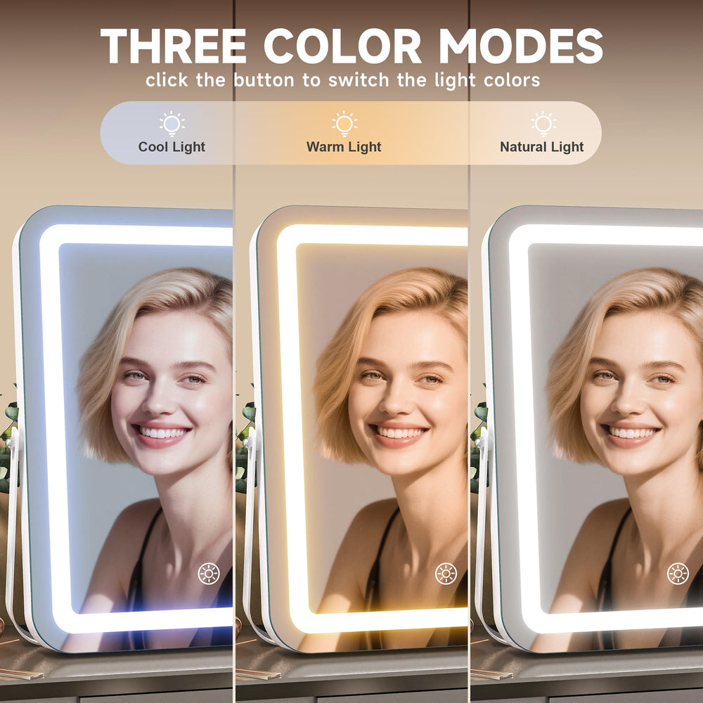 Miroir vanité MINISO avec loupe 5x détachable pour tracer les traits avec précision.