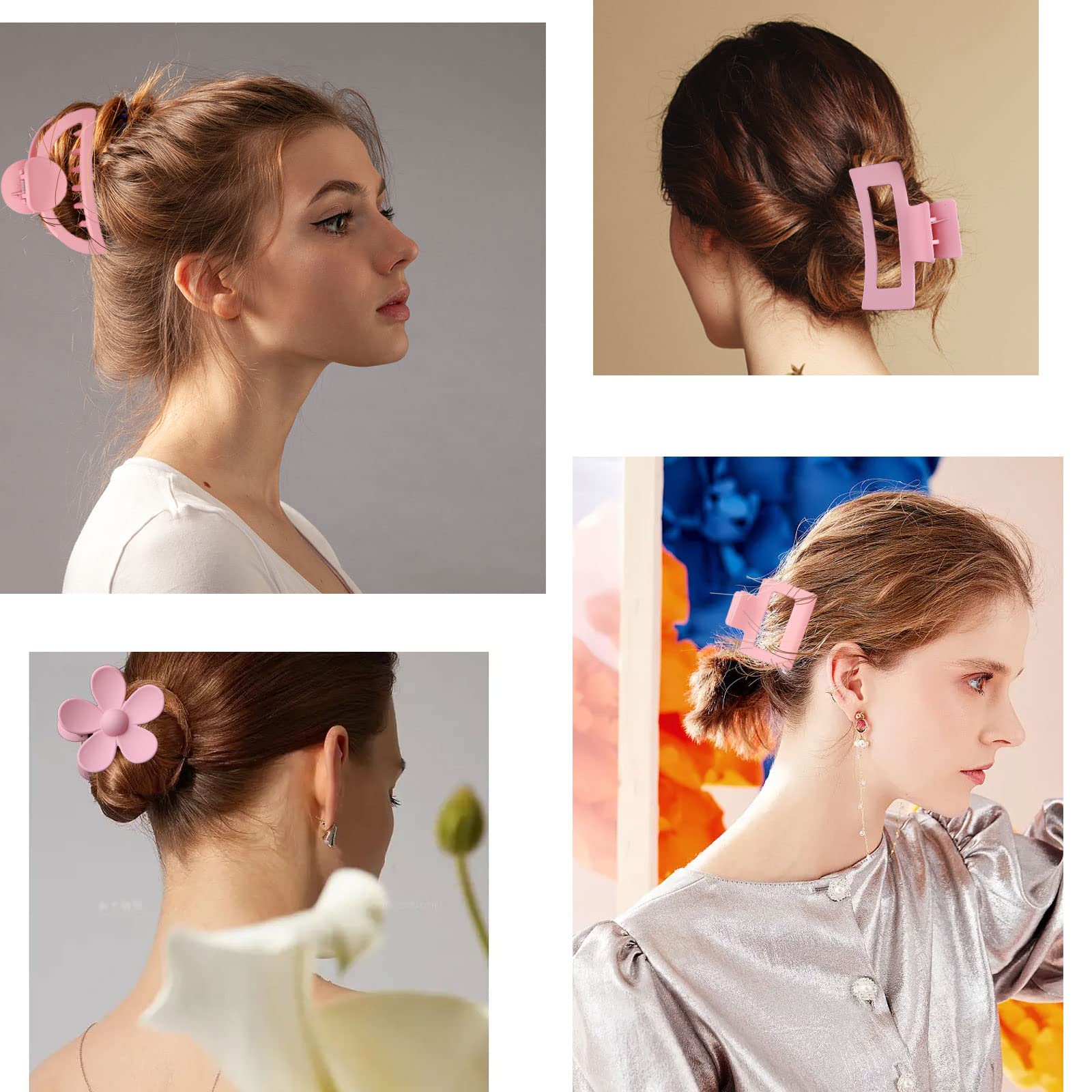 MINMUNJIU pince-cheveux petit rectangle rose format compact.