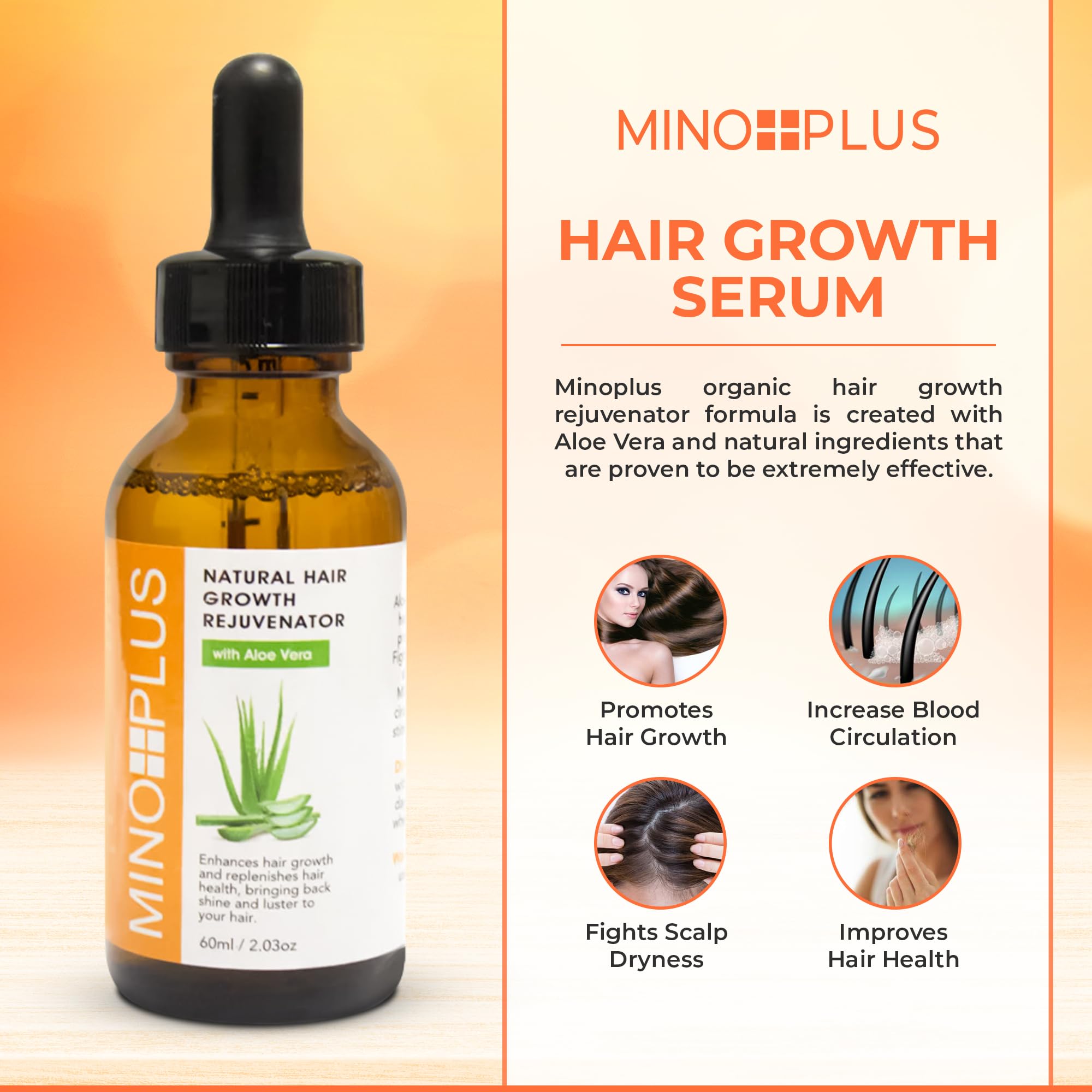 MINO PLUS sérum aloe vera ingrédients naturels pour nourrir les cheveux.