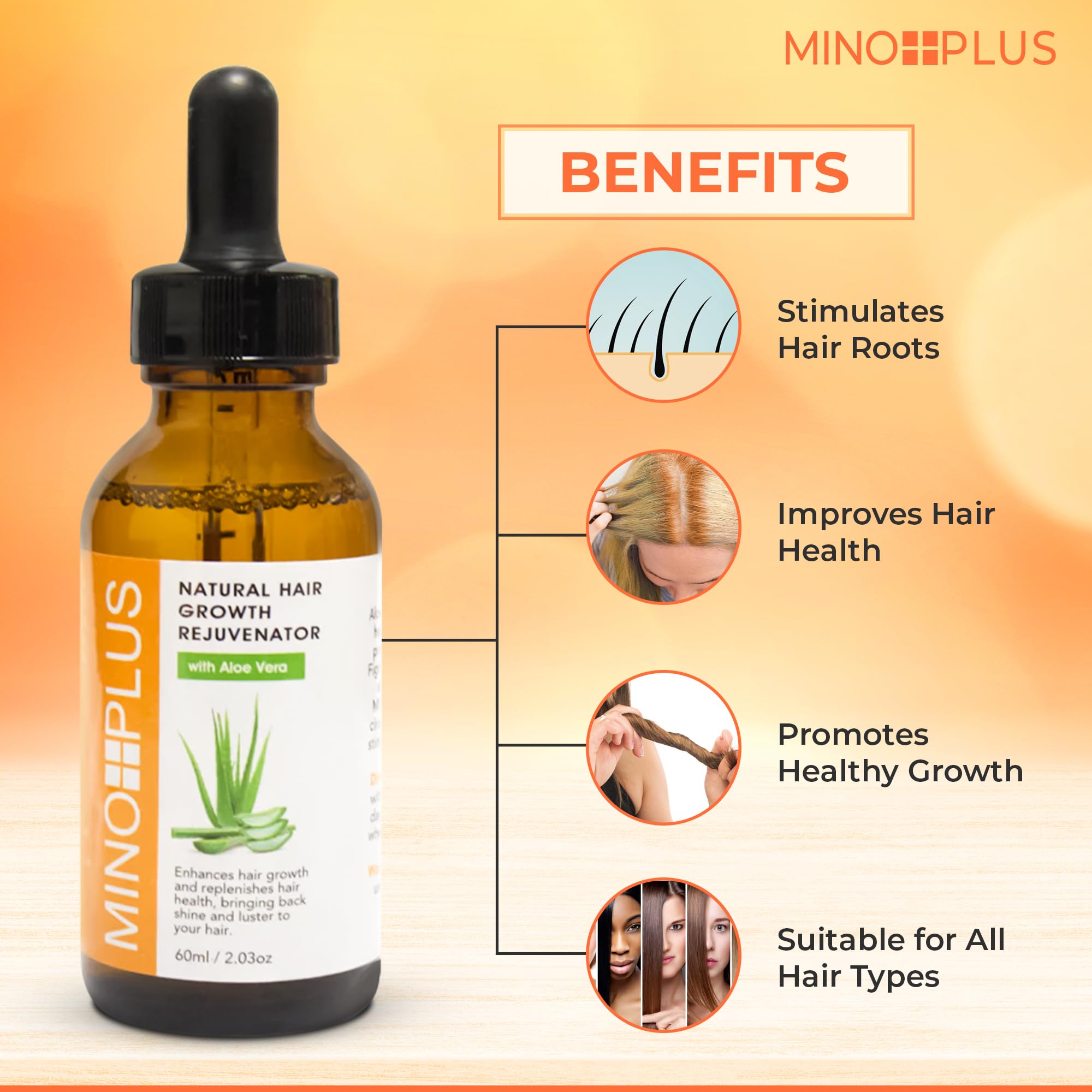 MINO PLUS sérum vitamines A et E soutiennent la santé du cuir chevelu.