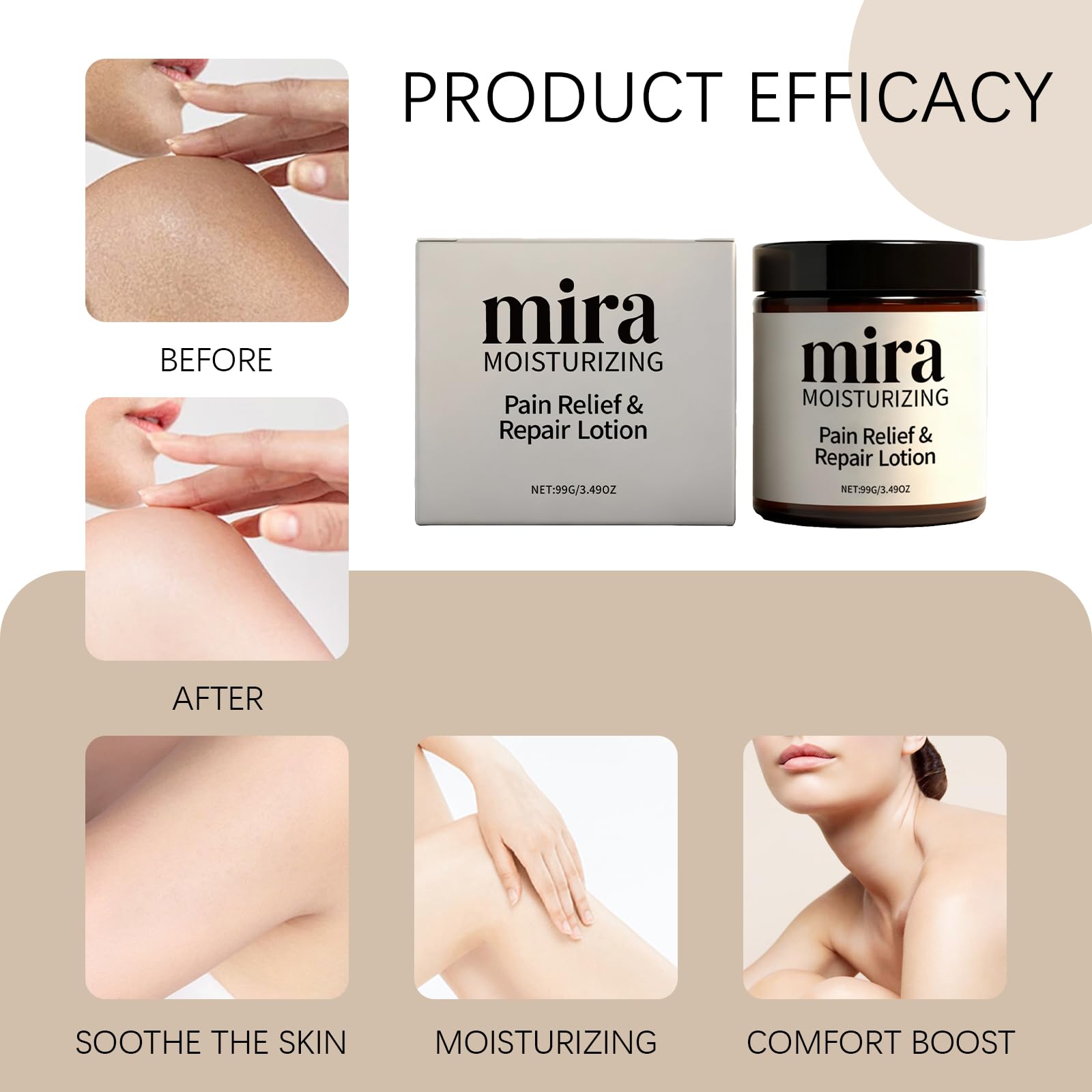 Mira absorption rapide sans résidu: peau fraîche sans impression collante.