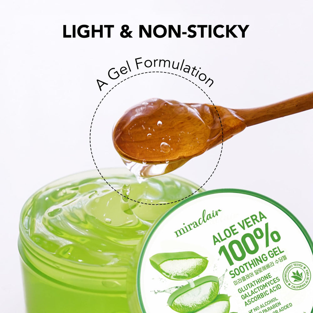 MIRACLAIR Aloe Gel avec acide hyaluronique, hydratation en profondeur.
