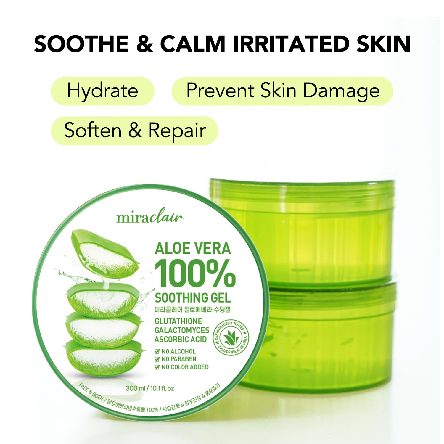 MIRACLAIR Aloe Gel pour peau et cheveux, soin quotidien léger.