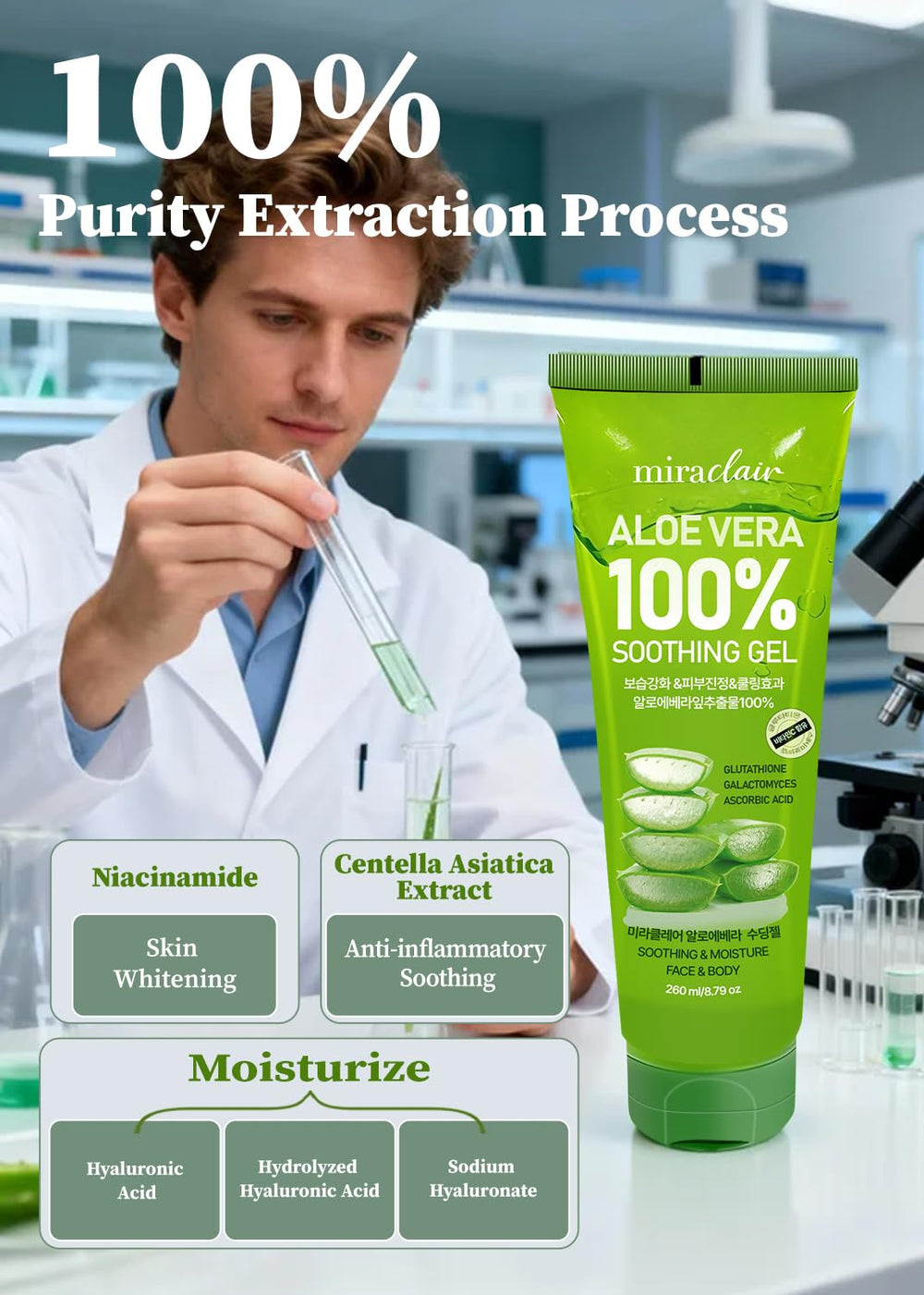 MIRACLAIR Aloe Vera Gel – Cheveux: soin léger qui aide à démêler et apaiser le cuir chevelu.