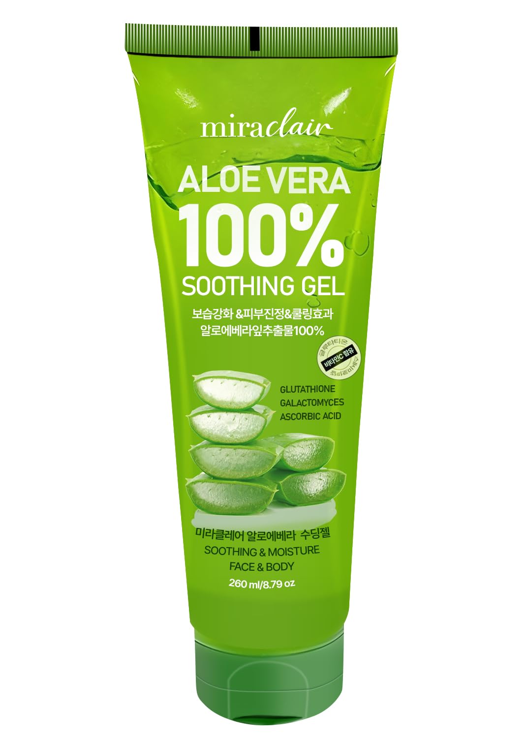 MIRACLAIR Aloe Vera Gel – Emballage coréen: produit authentique fabriqué en Corée.
