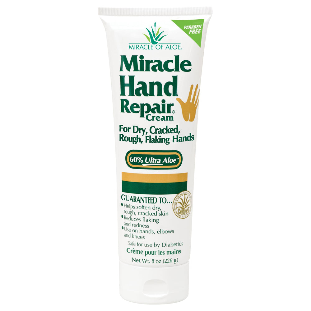 Miracle of Aloe – Crème mains réparatrice 236ml hydrate profondément les mains sèches.