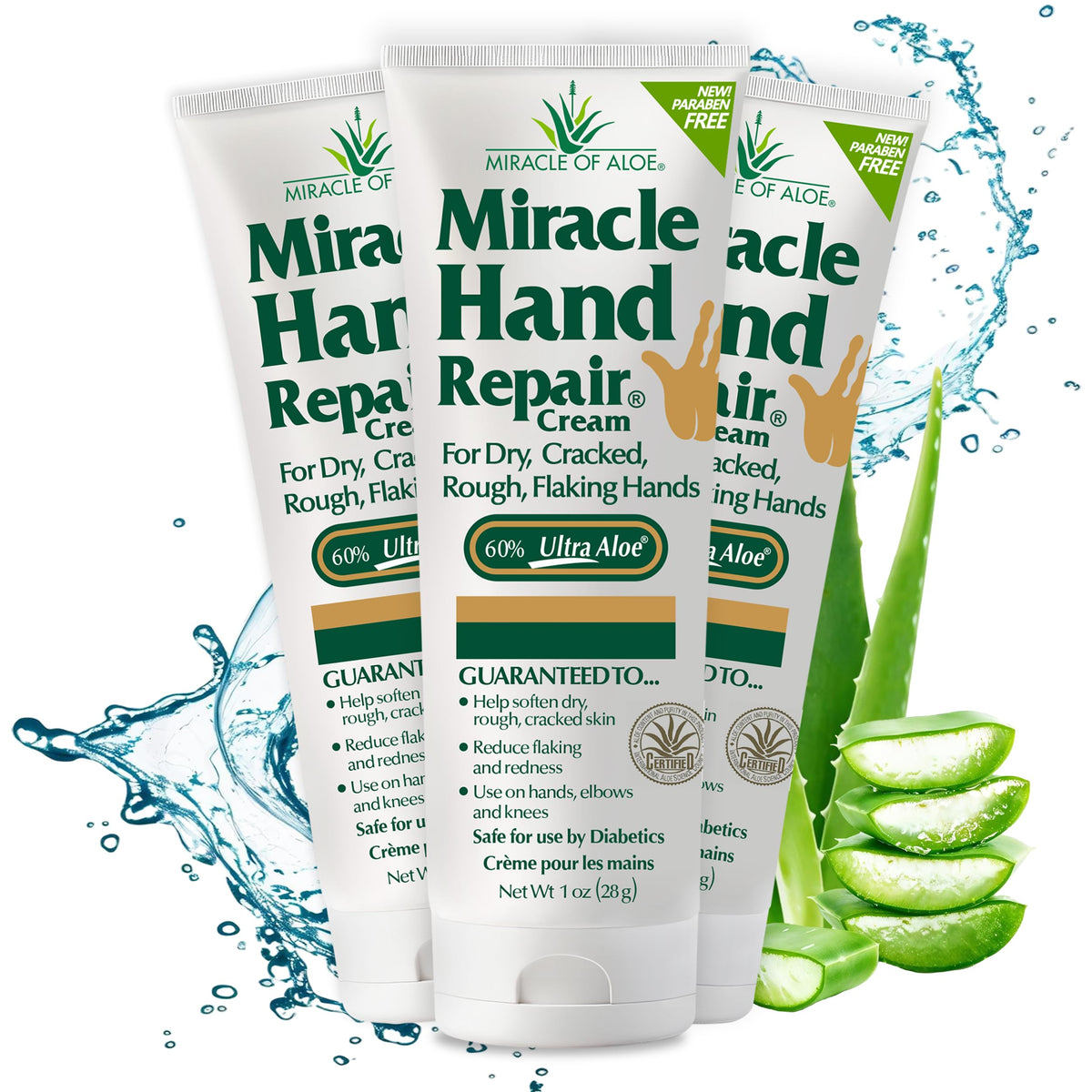 Miracle d'Aloe crème mains sèches, bouteille 1 oz, hydratation rapide