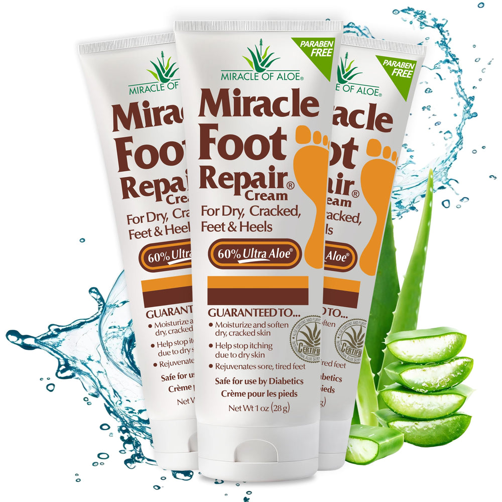 Miracle of Aloe – bouteille crème pieds, hydratation durable.