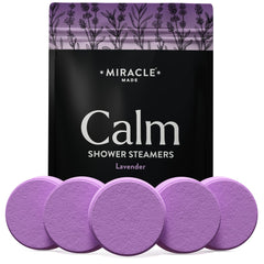 Miracle Made bombes de douche lavande emballage, rituel relaxant prêt à offrir.